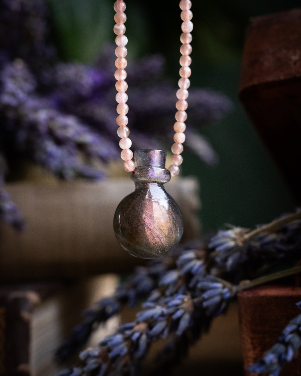 Potion for Mysterious Allure: Purple Labradorite & Sunstone Beaded Necklace