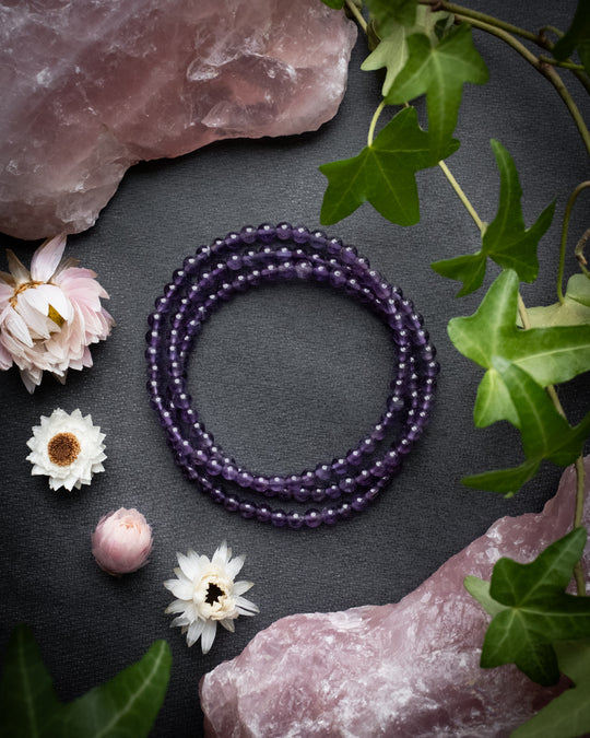 Amethyst Round Bead Bracelet 4mm