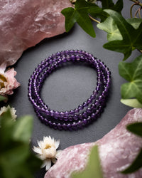 Amethyst Round Bead Bracelet 4mm