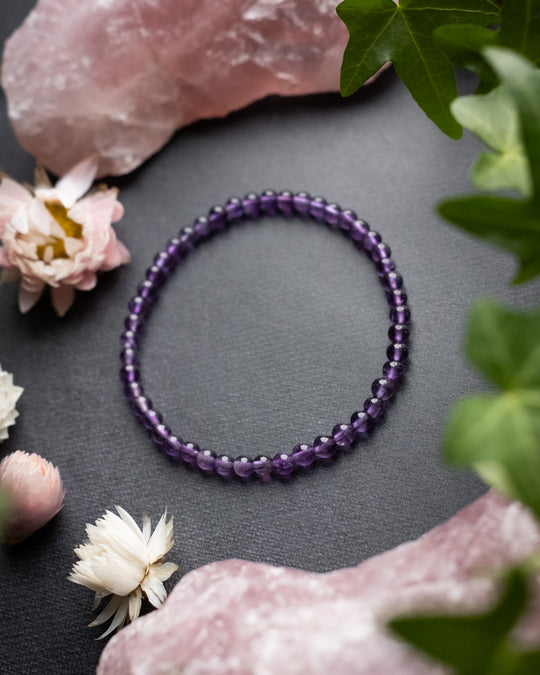 Amethyst Round Bead Bracelet 4mm