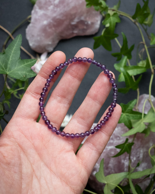 Amethyst Round Bead Bracelet 4mm