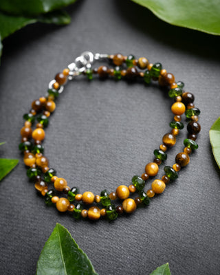 Tiger's Eye & Chrome Diopside Beaded Bracelet