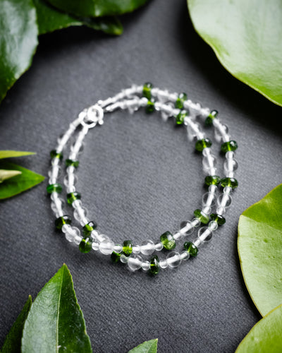 Clear Quartz & Chrome Diopside Beaded Bracelet