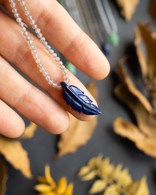 Hand Carved Leaf Beaded Necklace