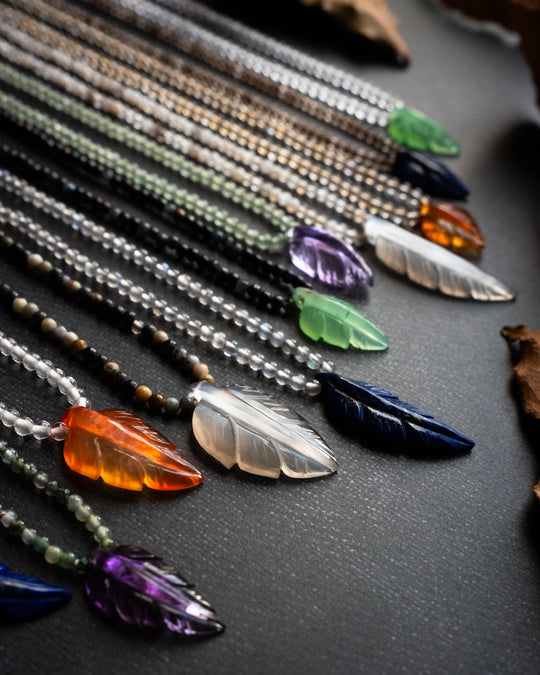 Hand Carved Leaf Beaded Necklace