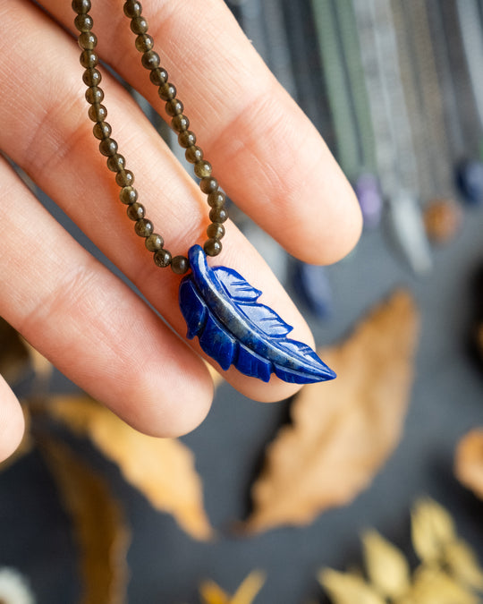 Hand Carved Leaf Beaded Necklace