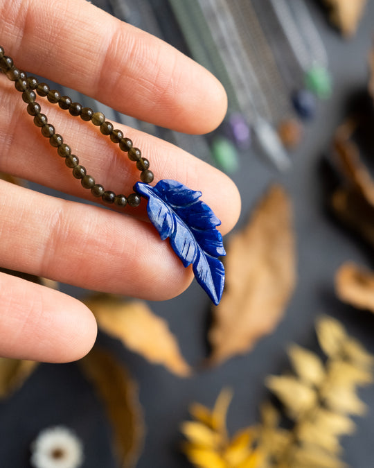 Hand Carved Leaf Beaded Necklace