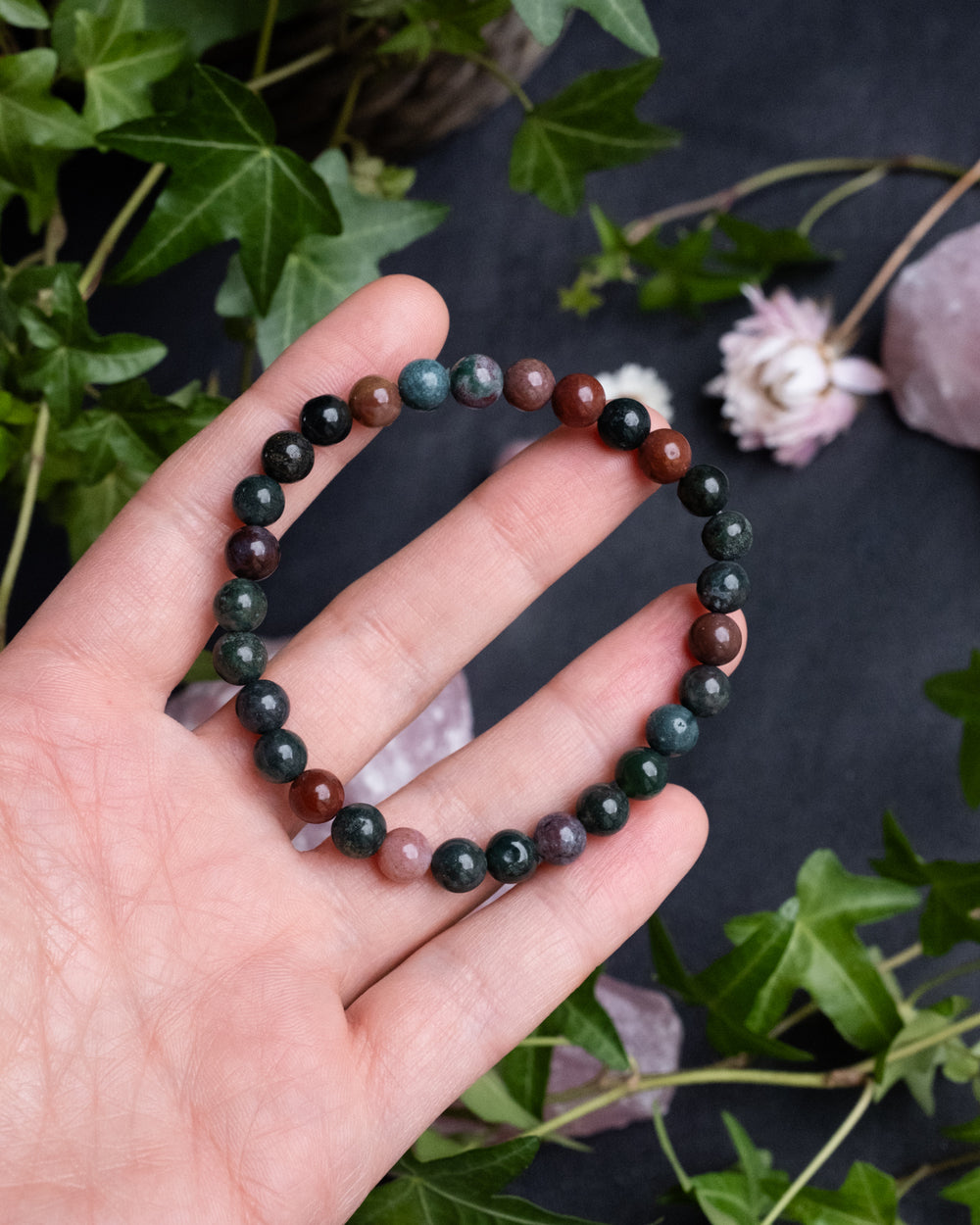 Bloodstone Round Bead Bracelet 6mm