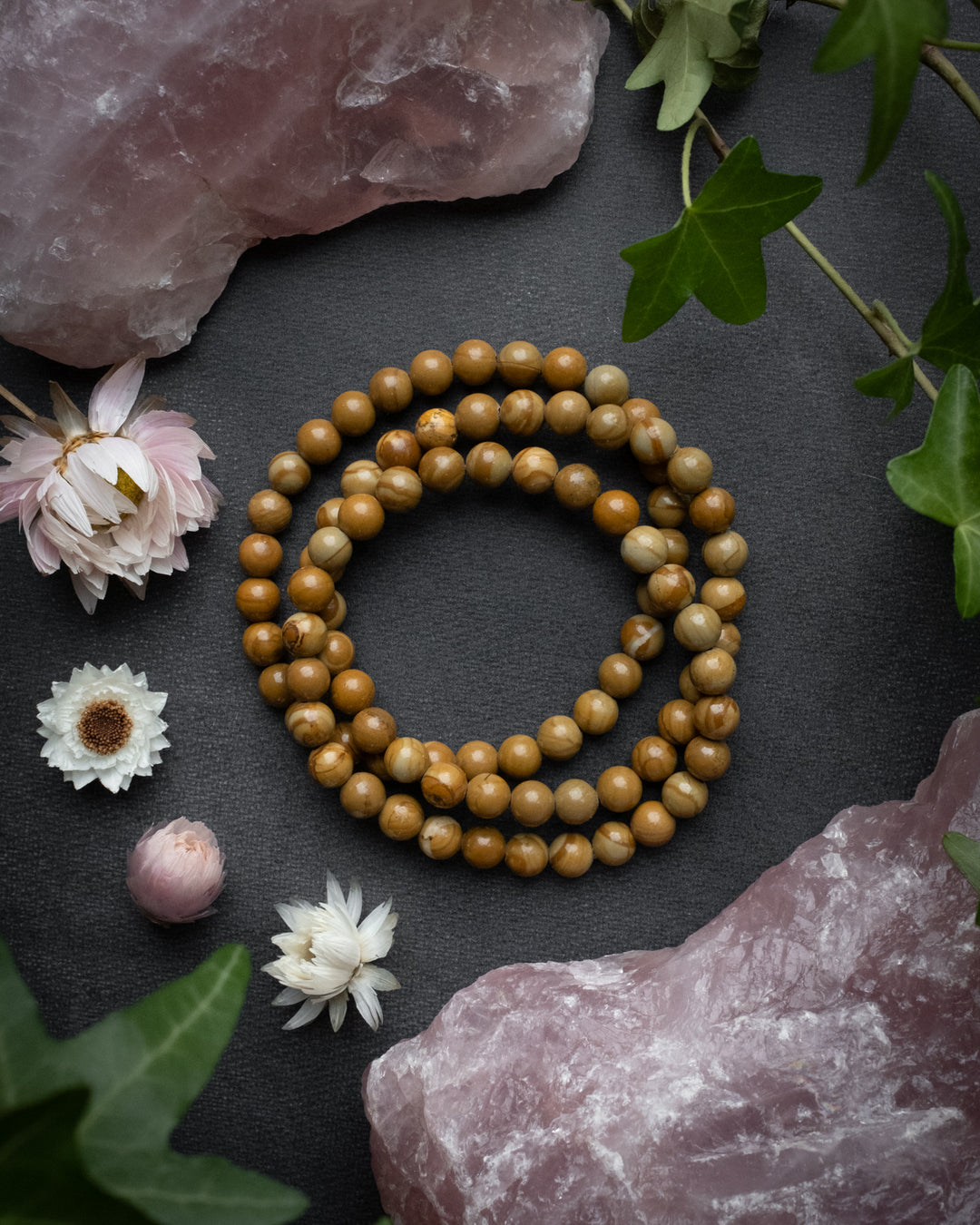 Camel Jasper Round Bead Bracelet 6mm