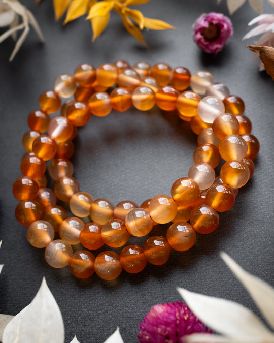 Carnelian Round Bead Bracelet 8mm