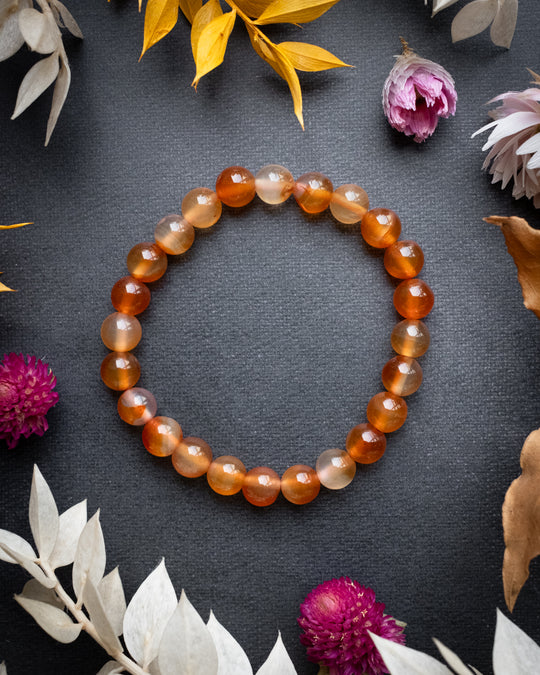 Carnelian Round Bead Bracelet 8mm