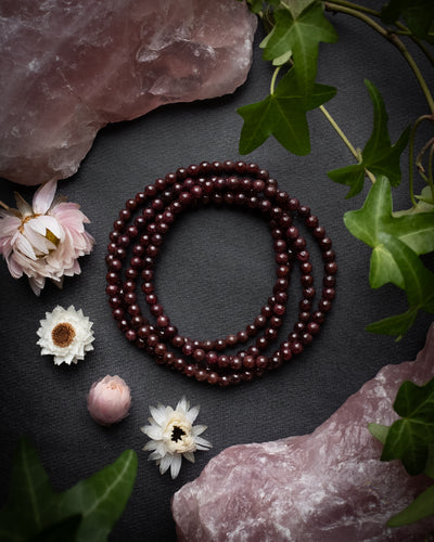 Garnet Round Bead Bracelet 4mm