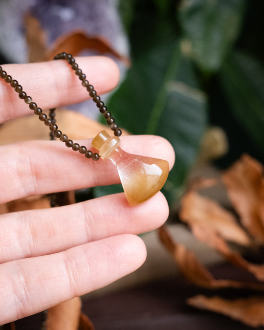 Potion for Focused Intuition: Rutilated Quartz & Gold Sheen Obsidian Beaded Necklace