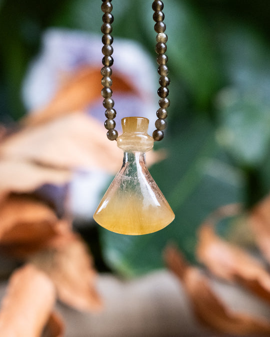 Potion for Focused Intuition: Rutilated Quartz & Gold Sheen Obsidian Beaded Necklace