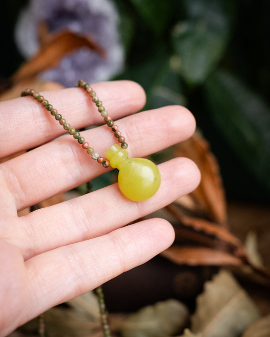 Potion for Balance: Serpentine & Unakite Beaded Necklace