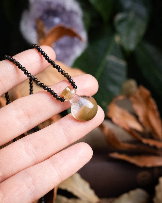 Potion for Clairvoyance: Rutilated Quartz & Blue Tiger’s Eye Beaded Necklace