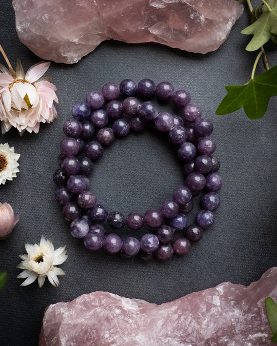 Lepidolite Round Bead Bracelet 8mm