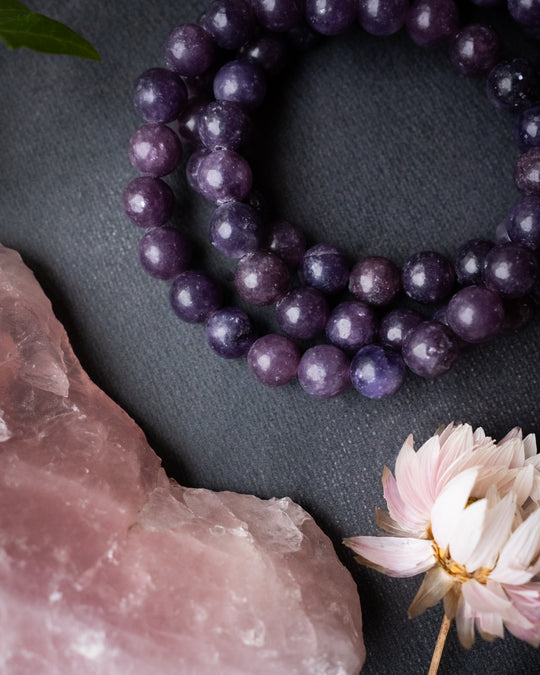 Lepidolite Round Bead Bracelet 8mm