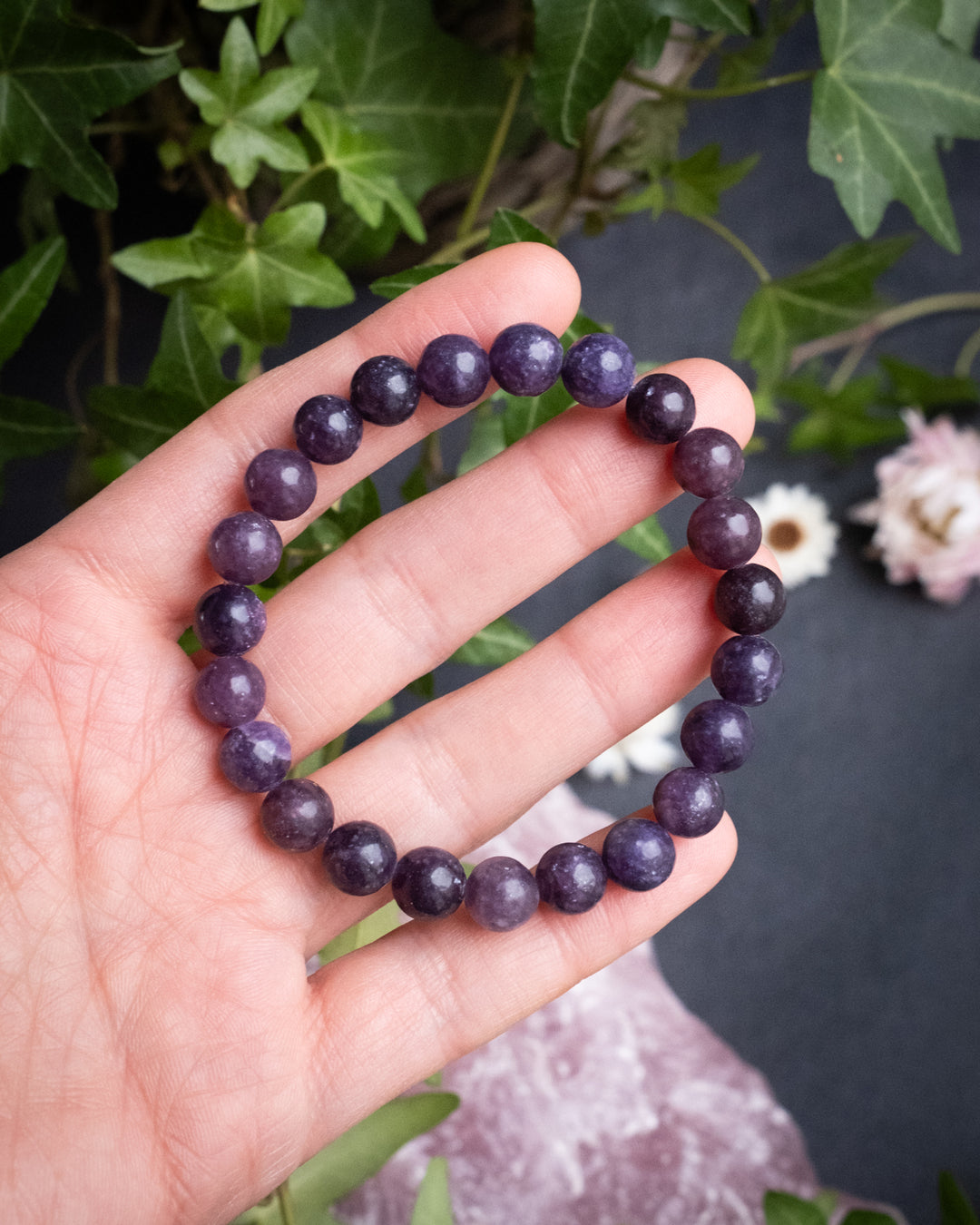 Lepidolite Round Bead Bracelet 8mm