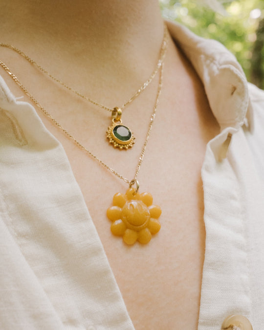 Labradorite Hand Carved Groovy Flower Necklace - The Healing Pear