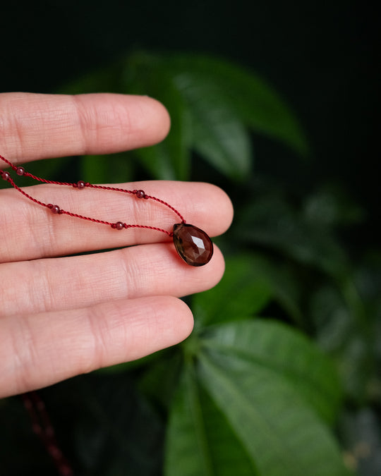 Rainbow Moonstone / Smoky Quartz Gemstone Beaded Necklace