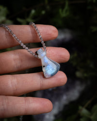 Potion for Lunar Guidance: Rainbow Moonstone & Labradorite Beaded Necklace