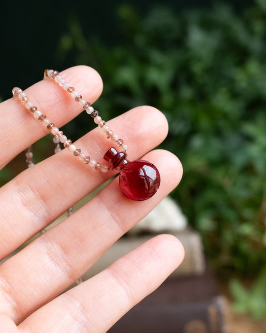 Potion for Self Realisation: Garnet, Andalusite & Sunstone Beaded Necklace