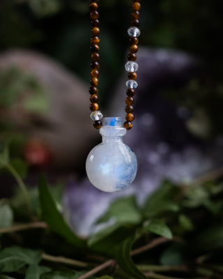 Potion for Inner Strength: Rainbow Moonstone & Tiger's Eye Beaded Necklace