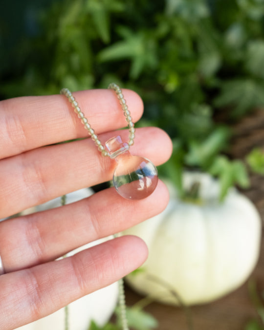 Potion for Solar Rejuvenation: Libyan Desert Glass & Peridot Beaded Necklace