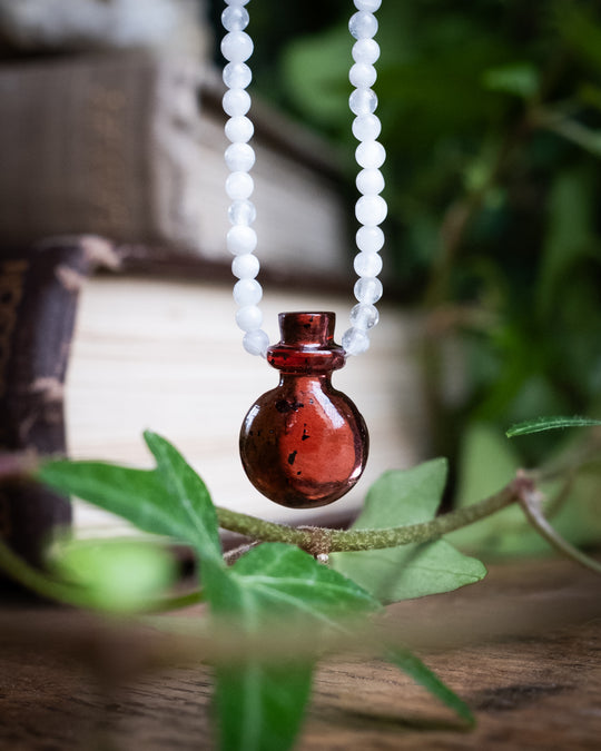 Potion for Vitality: Garnet & Moonstone Beaded Necklace