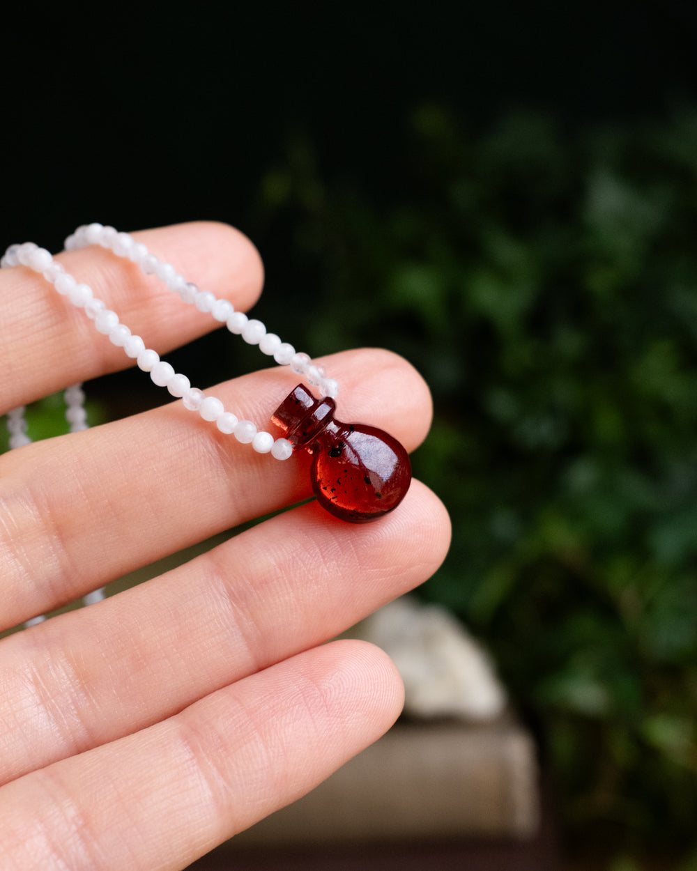 Potion for Vitality: Garnet & Moonstone Beaded Necklace