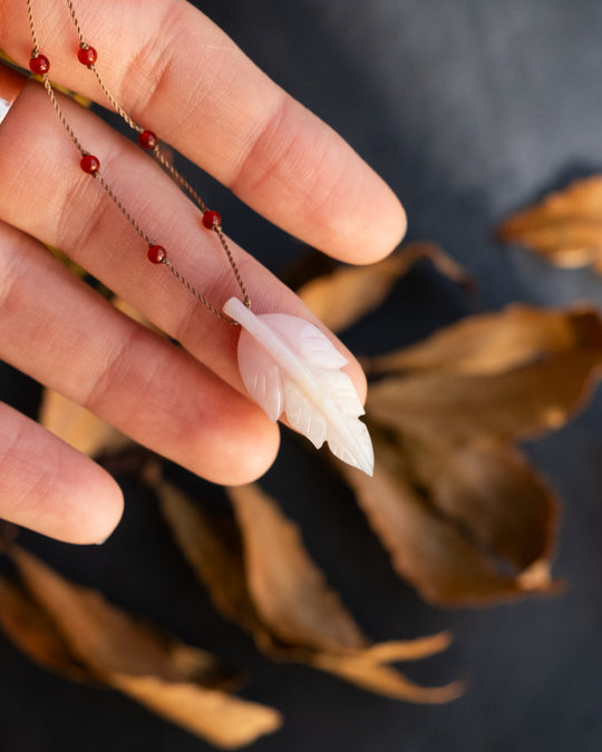 Hand Carved Leaf Beaded Necklace