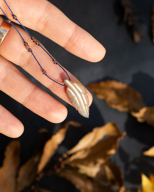 Hand Carved Leaf Beaded Necklace