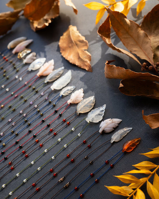 Hand Carved Leaf Beaded Necklace