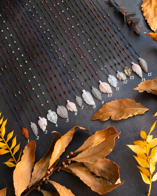 Hand Carved Leaf Beaded Necklace