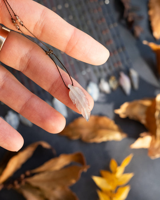 Hand Carved Leaf Beaded Necklace