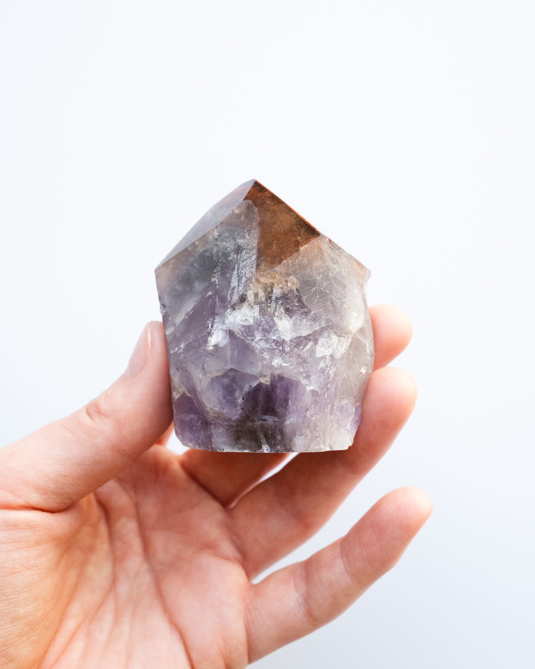 Amethyst with Cacoxenite Polished Point Raw Crystal