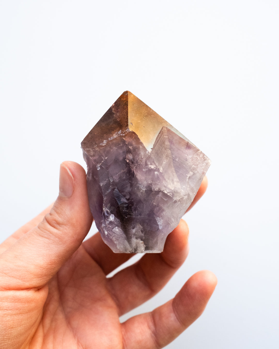 Amethyst with Cacoxenite Polished Point Raw Crystal