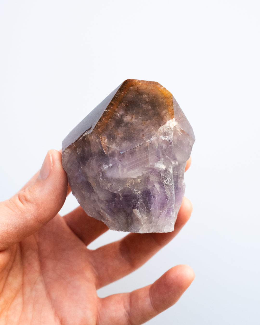 Amethyst with Cacoxenite Polished Point Raw Crystal