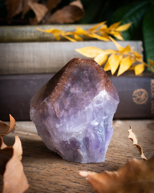 Amethyst with Cacoxenite Polished Point Raw Crystal