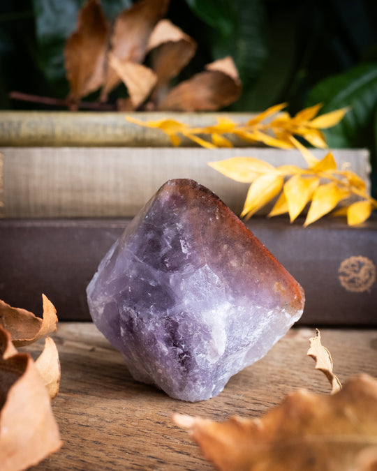 Amethyst with Cacoxenite Polished Point Raw Crystal