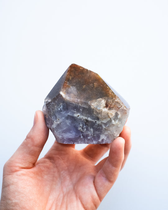 Amethyst with Cacoxenite Polished Point Raw Crystal