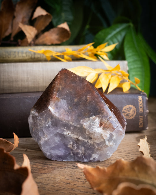 Amethyst with Cacoxenite Polished Point Raw Crystal