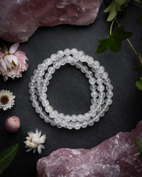 White Moonstone Round Bead Bracelet 6mm