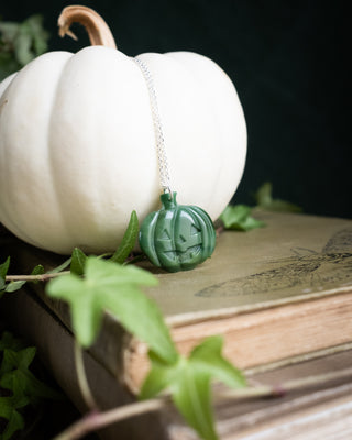 African Jade Hand Carved Pumpkin Necklace