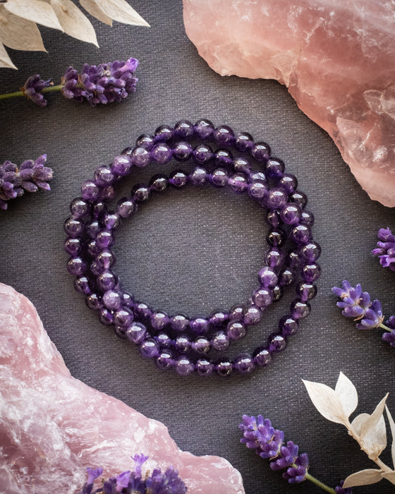 Amethyst Round Bead Bracelet 6mm