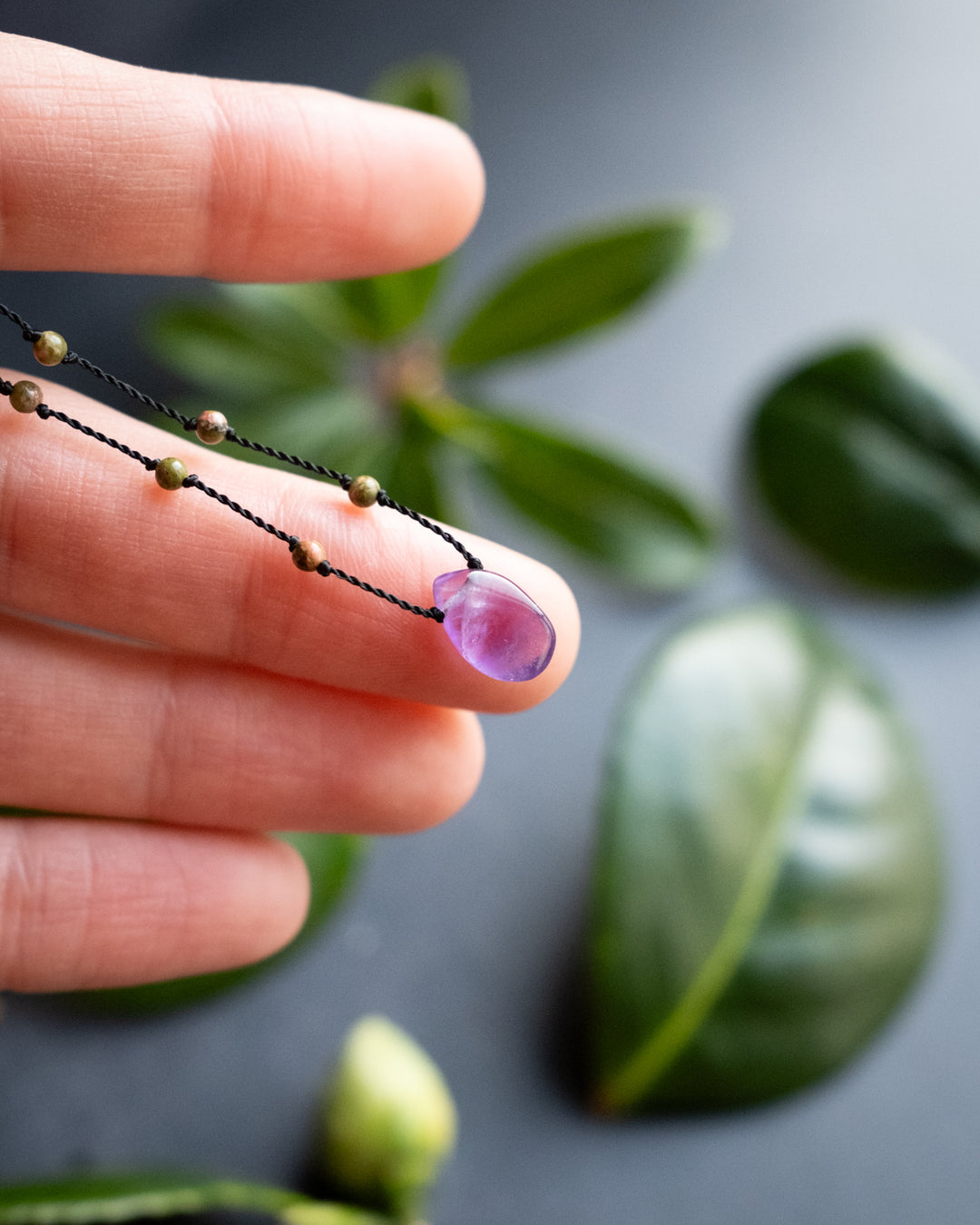 Smoky Quartz / Amethyst / Lapis Lazuli Gemstone Beaded Necklace