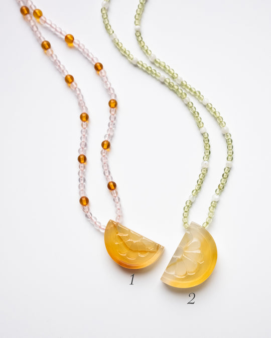 Carnelian Orange Slice Beaded Necklace