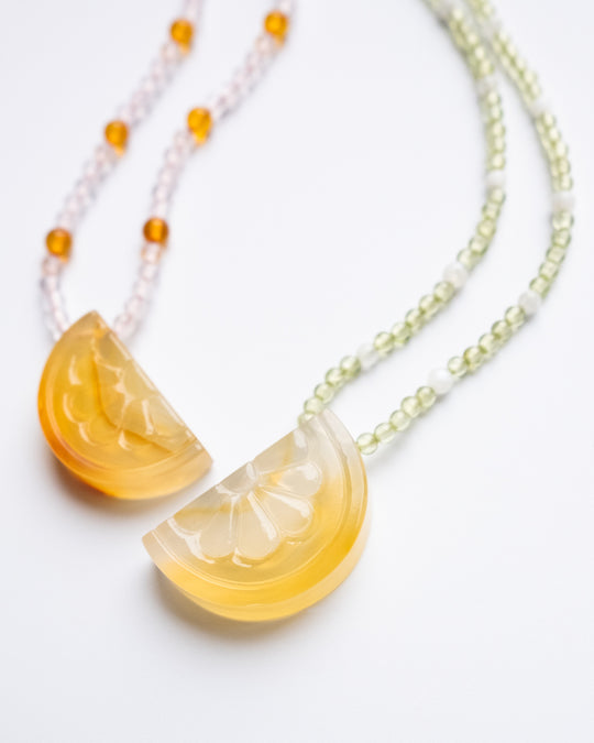 Carnelian Orange Slice Beaded Necklace