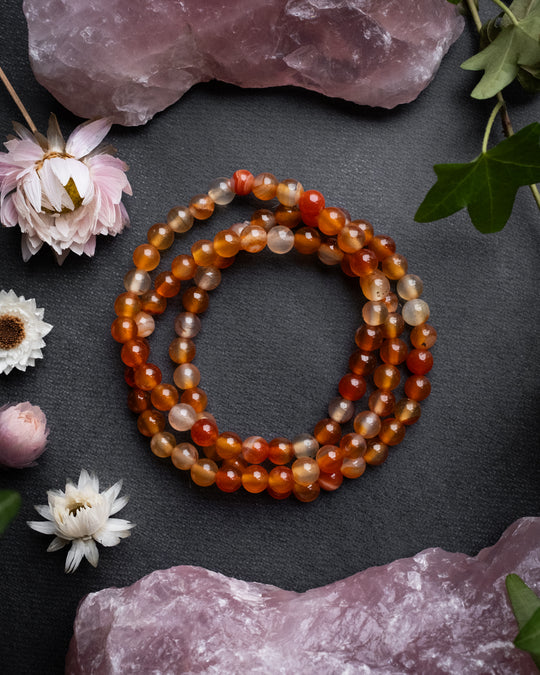 Carnelian Round Bead Bracelet 6mm